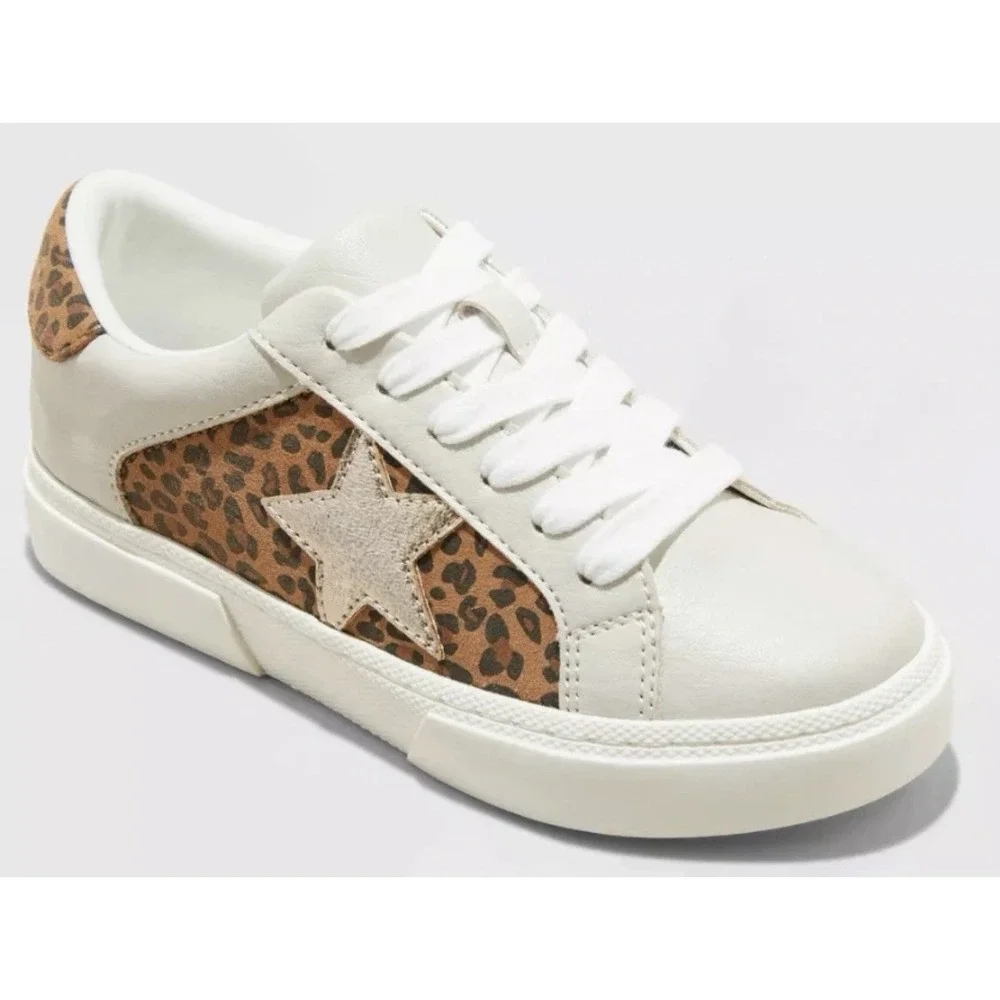 art class Girls Big Kids' Kaitlyn Leopard Brown Beige Court Sneakers Shoes Sz 4